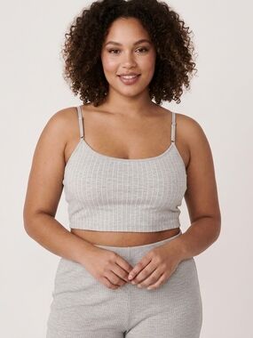 La Vie En Rose Pinstripe Bralette Crop Top in Light Gray